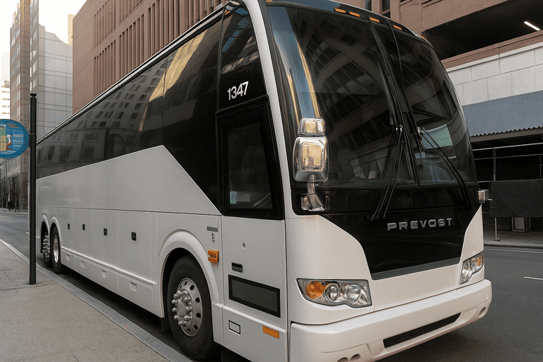 a Charter Bus Rental Frisco coach bus